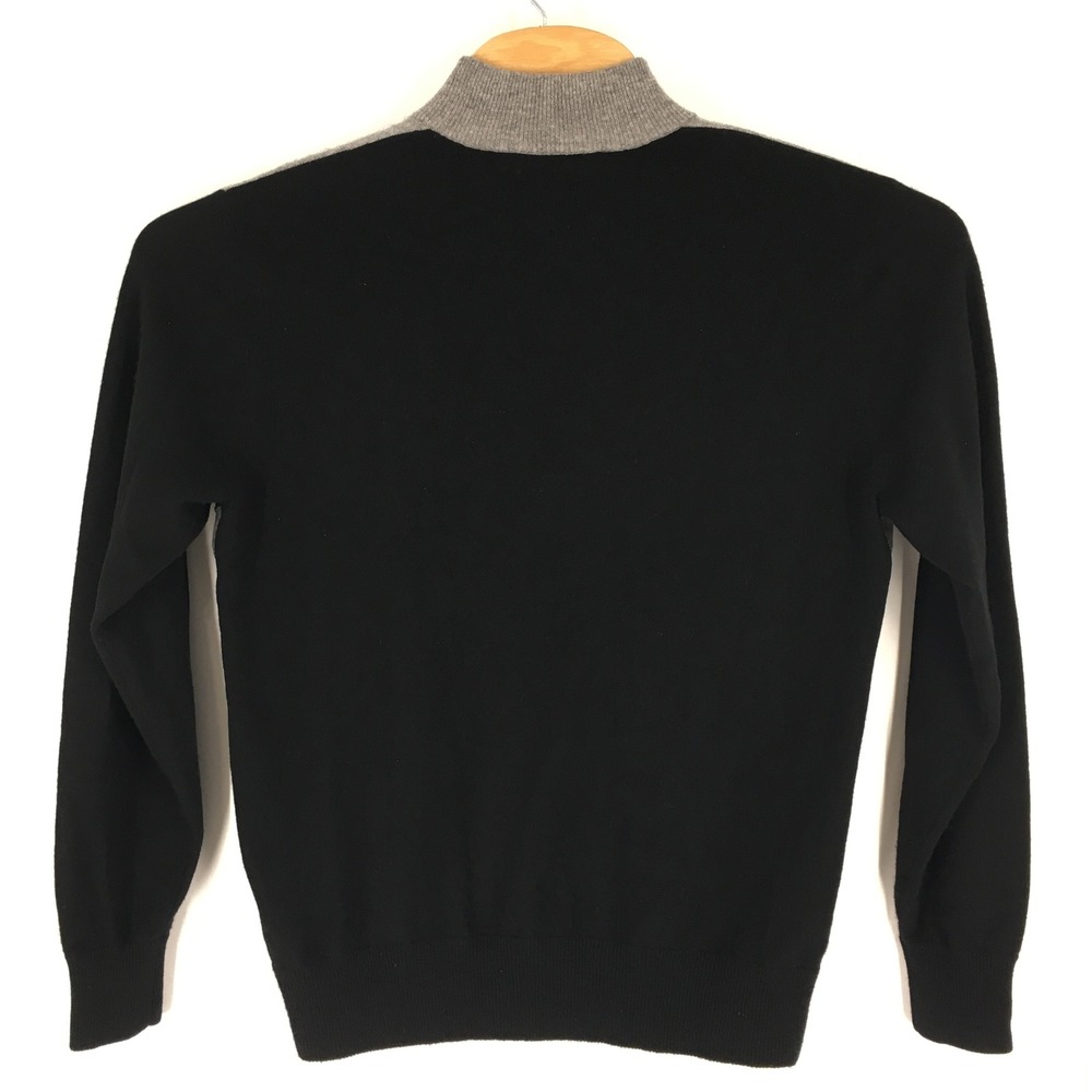 Bullock‎ & Jones Mens MediuM Argyle Quarter Zip Sweater 100% Cashmere Gray Black - Picture 3 of 7